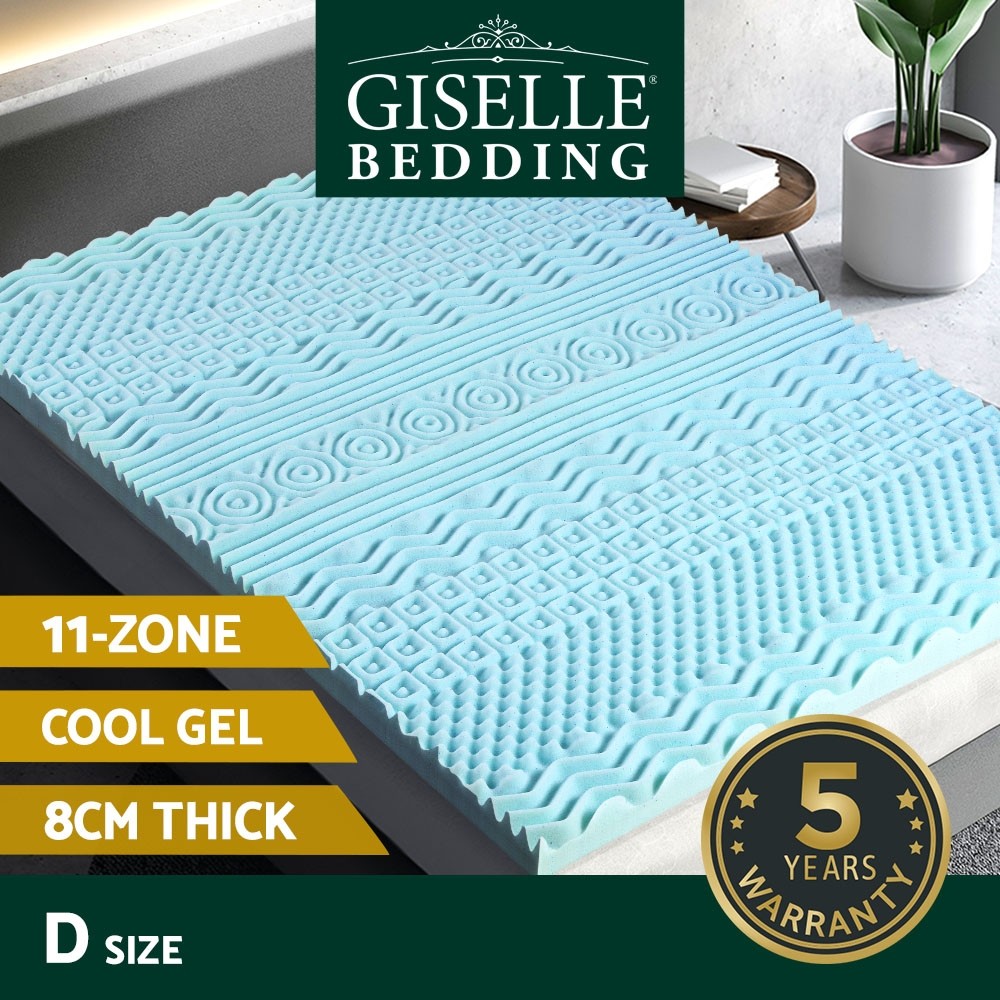 Giselle Bedding 11-zone Memory Foam Mattress Topper Cool 8cm Double Bamboo Cover