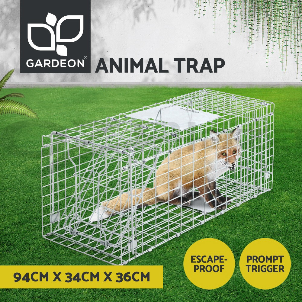 Gardeon Humane Animal Trap Cage Large Collapsible Galvanised Silver 94x34x36cm