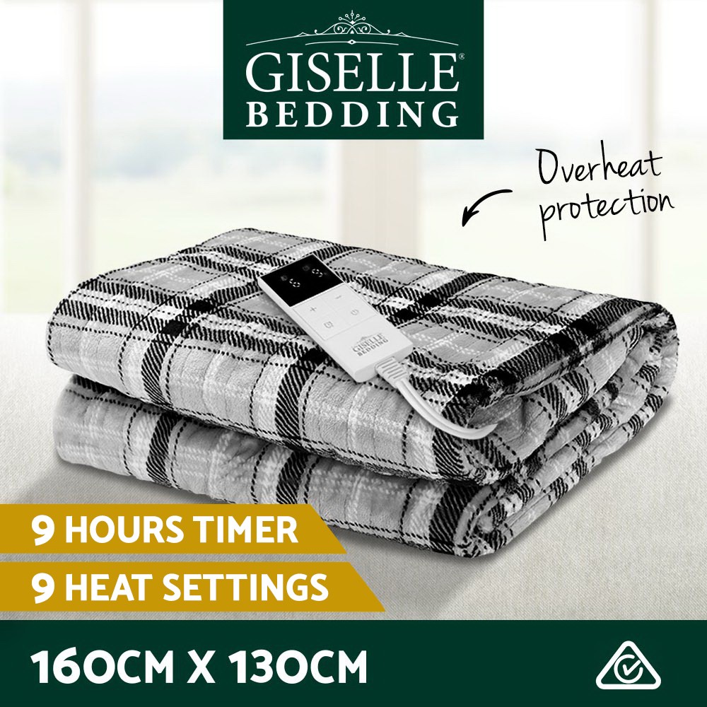 Giselle Electric Throw Rug Heated Blanket Flannel 160x130cm Nine-hour Timer