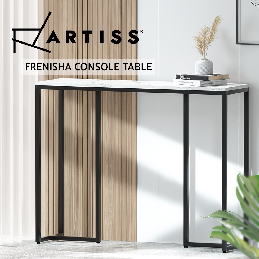 Artiss Frenisha Console Table Hallway Marble Finish White 100cm 30cm 78cm 90KG