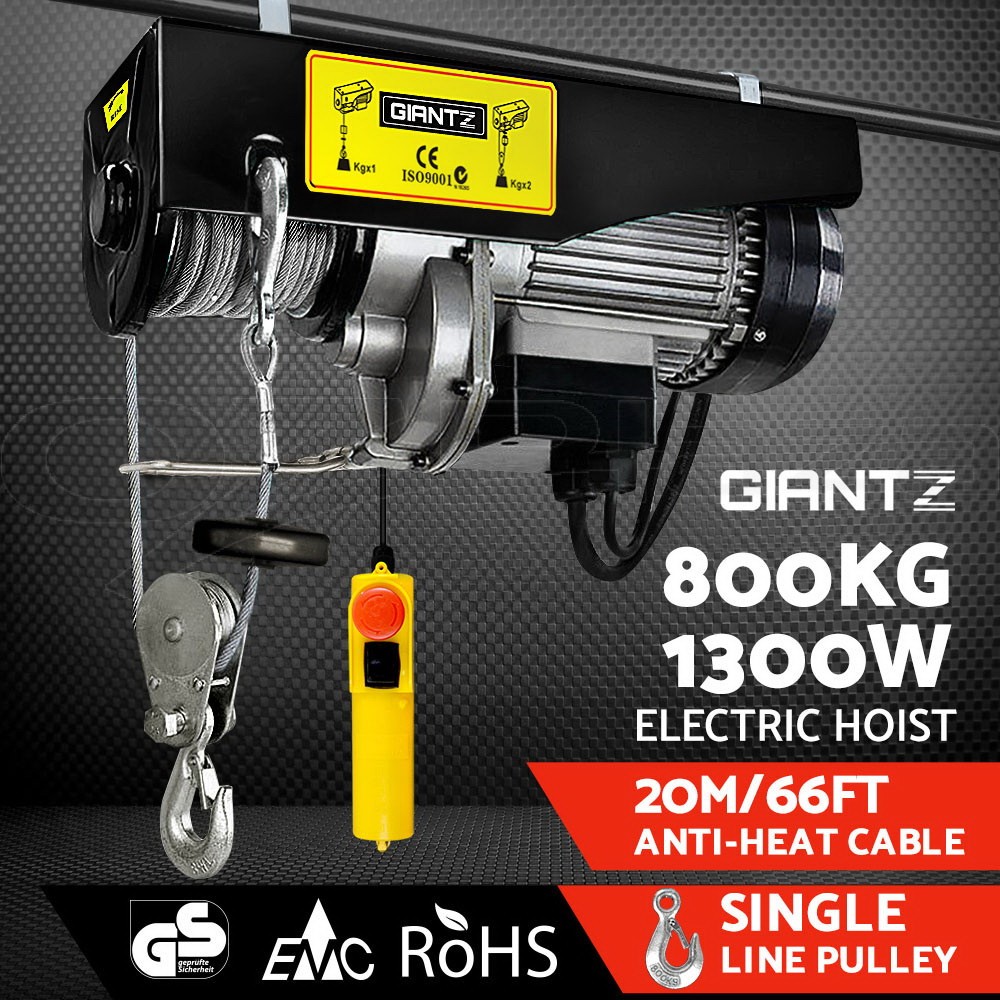 Giantz Electric Hoist 125/250KG 18M Winch Remote Lifting Cable Emergency Stop