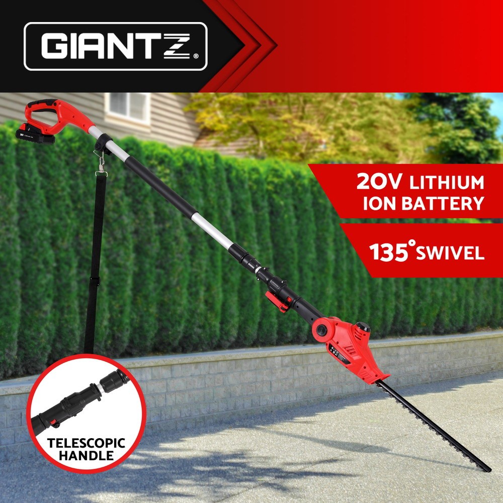Giantz 20V Lithium-Ion Cordless Pole Hedge Trimmer 420mm Double-sided Blade