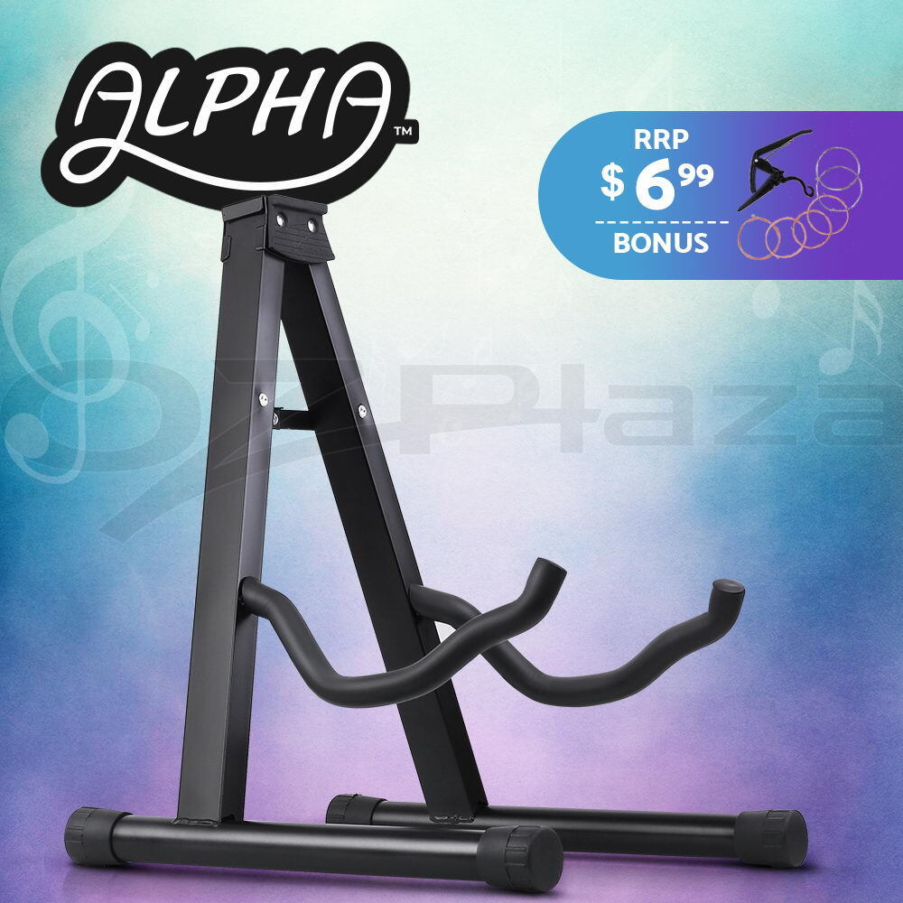 Alpha Guitar Stand GUITARDACCDXW Folding Electric Acoustic Bass Black Steel