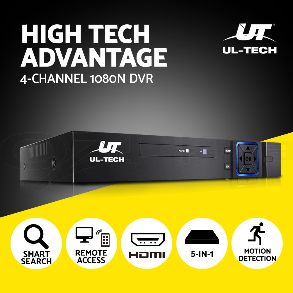 UL-Tech 4CH DVR 1080N 5-in-1 CCTV Recorder Remote Access HDMI USB E-mail Alerts