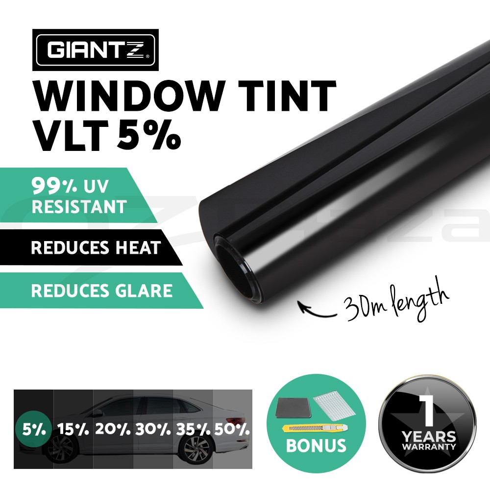 Giantz Window Tint Film Roll Black 5 VLT 100cm 30m UV 99 Car Home Easy to apply