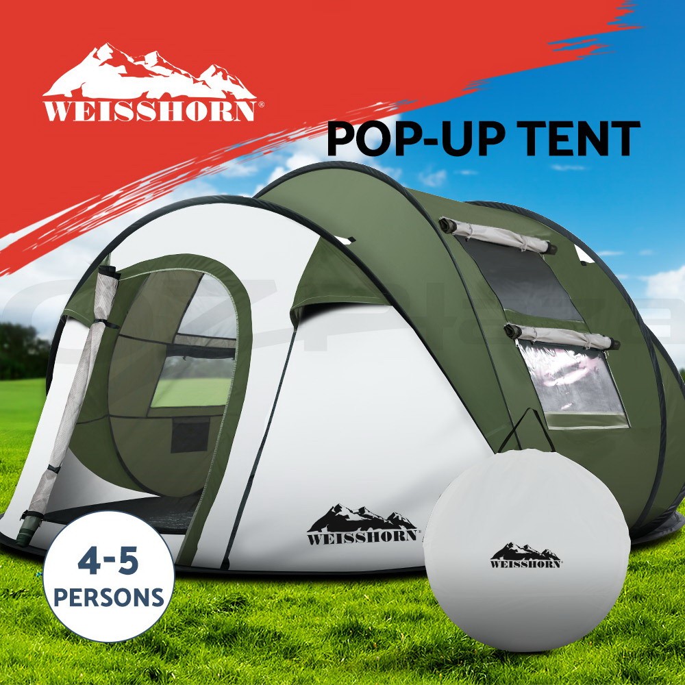 Weisshorn Instant Camping Tent 4-5 Person Pop up Dome Green 3000PU UV protection