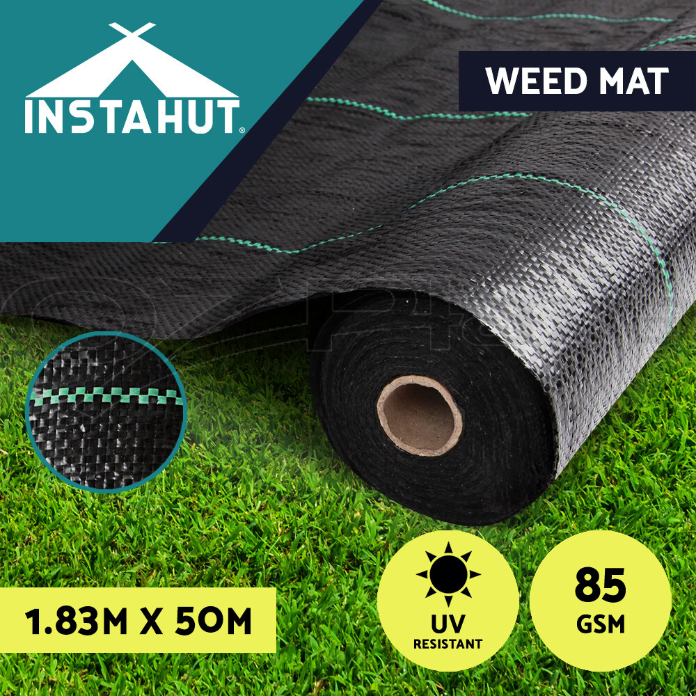 Instahut Weed Control Mat 1.83x50m Black UV-resistant Heavy Duty Garden Outdoor