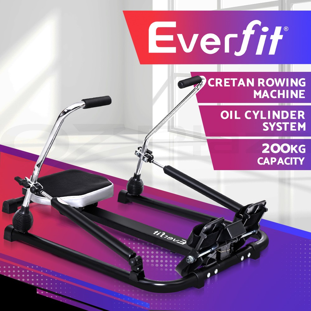 Everfit Rowing Machine Oil Resistance Foldaway/Compact Steel 200KG Black Home