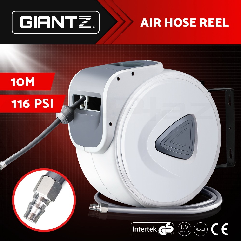 Giantz Pneumatic Air Hose Reel Retractable Auto Rewind Wall Mount 10/20m PVC
