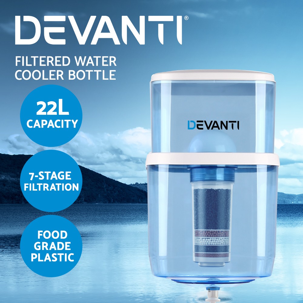 Devanti 22L Water Purifier Container 7 Stage Filtration Blue Food-grade Plastic