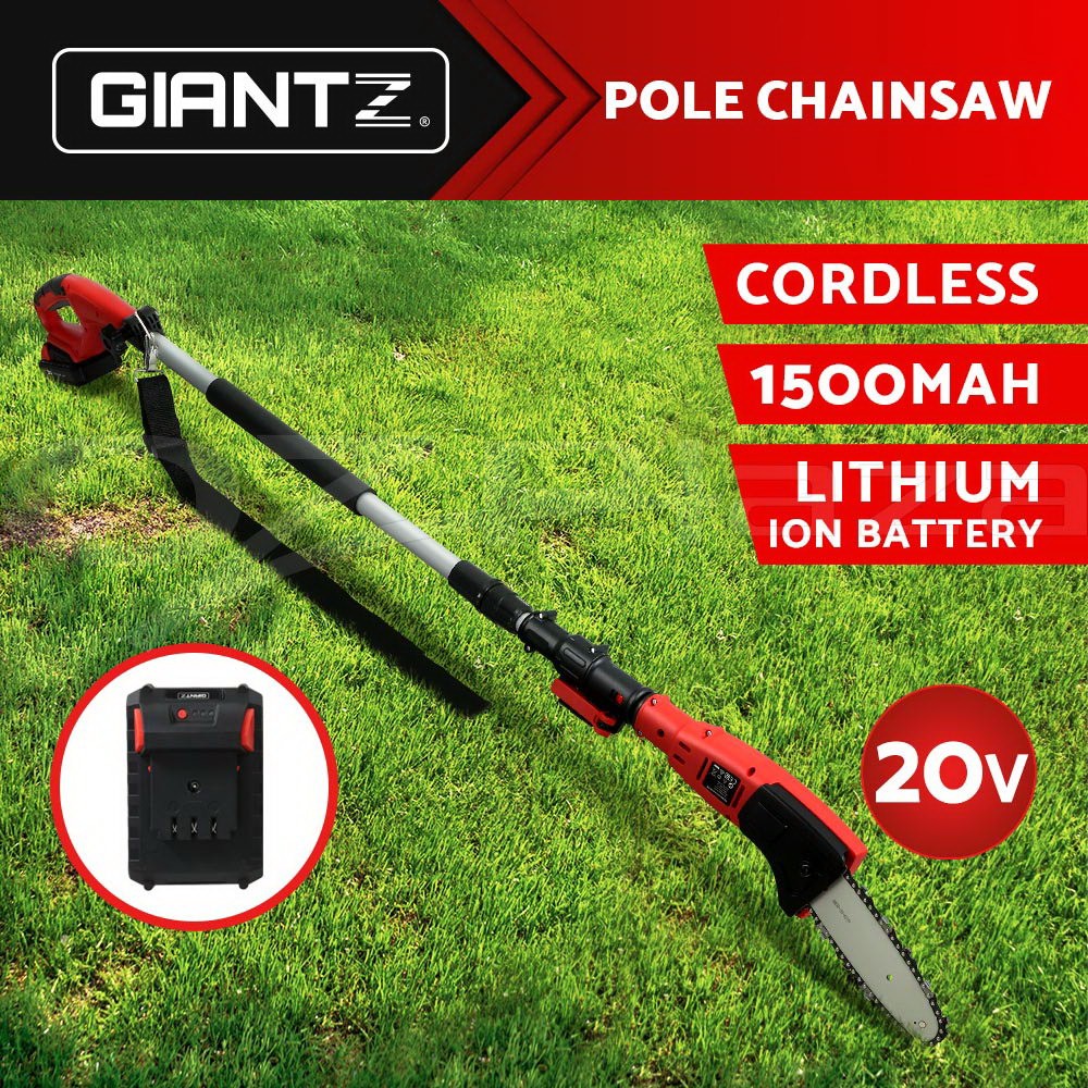 Giantz 20V Cordless Pole Chainsaw 8inch Pruner 1500mAh Lithium 2.7m Long Reach