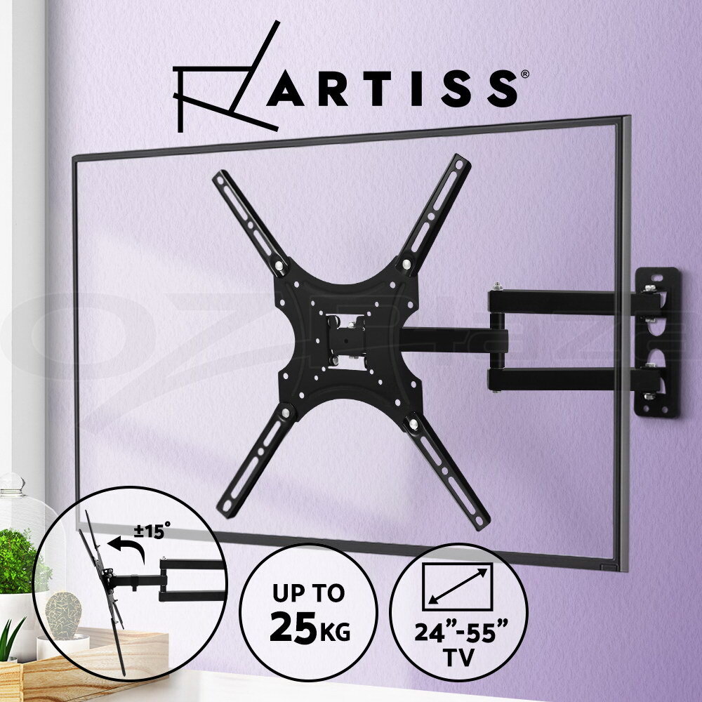 Artiss TV Wall Mount Bracket TVMOUNWALL117BK Full Motion Tilt Swivel 24-50 25KG