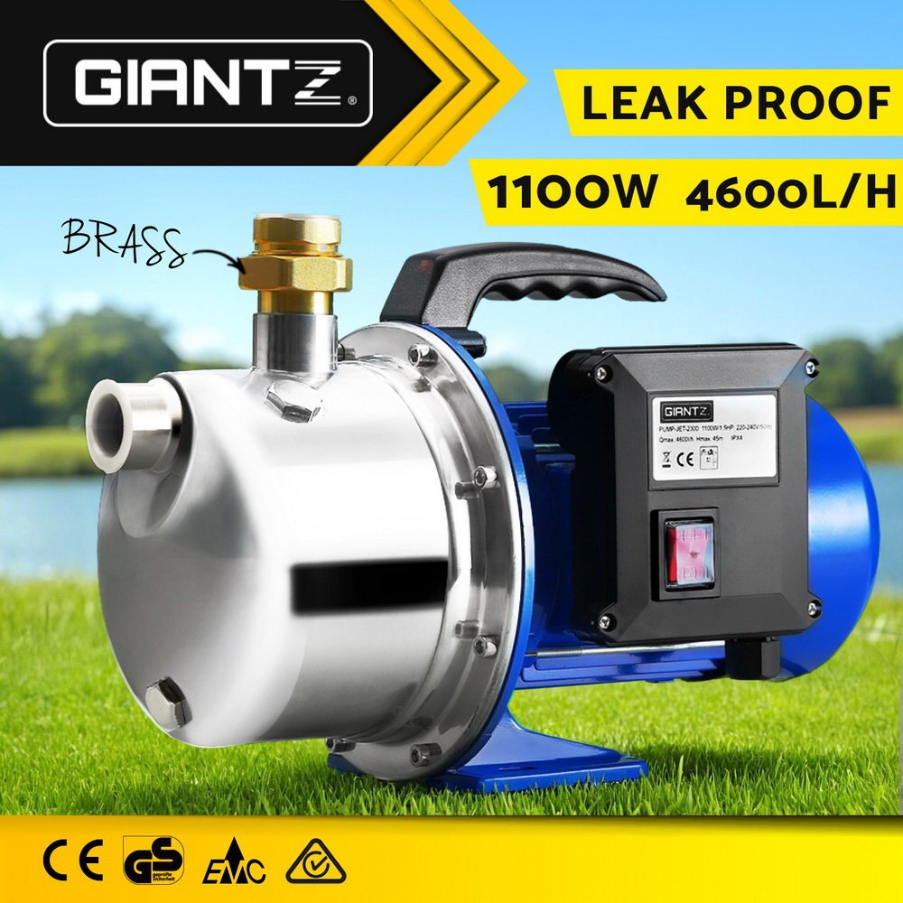 Giantz Garden Jet Water Pump High Pressure 1100W 4600L/H Stainless Steel 240V