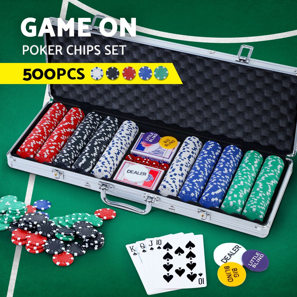 FR Poker Chip Set 500PC TEXAS HOLD&apos EM Casino Cards Dice PCS-RCO-500 Black