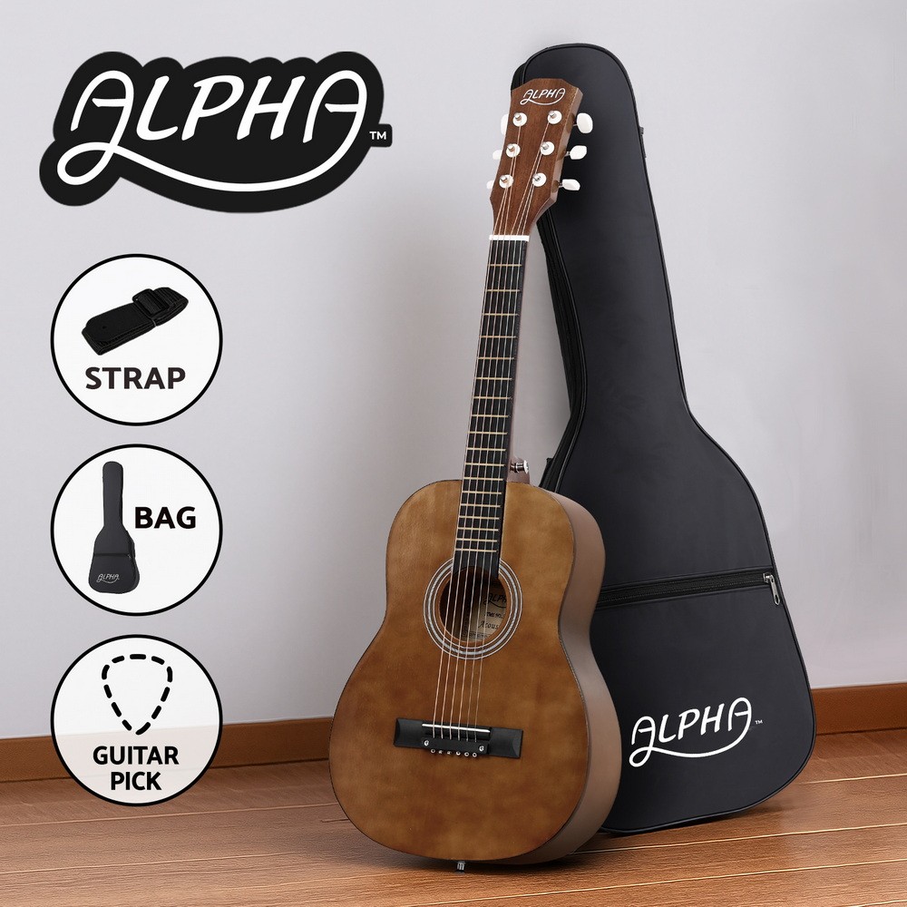 Alpha 31-inch Steel String Acoustic Guitar 3/4 Size Portable Gig Bag Natural