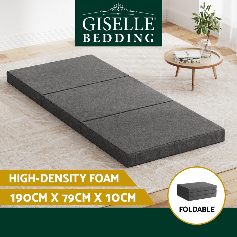 Giselle Bedding Foldable Foam Mattress Single Sofa Bed Grey 190cm 79cm 10cm