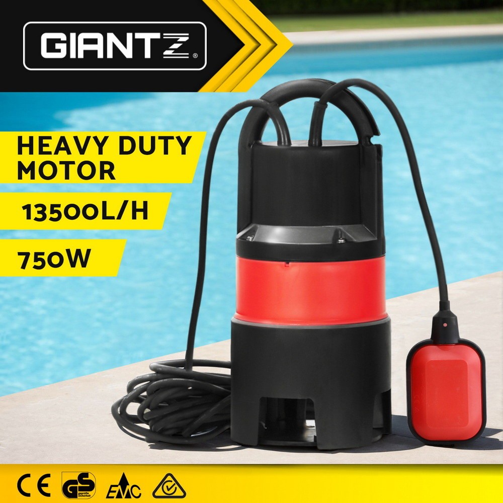 Giantz 750W Dirty Water Submersible Pump 13500l/h 8.0m 10m Cable Pool Pond Sump