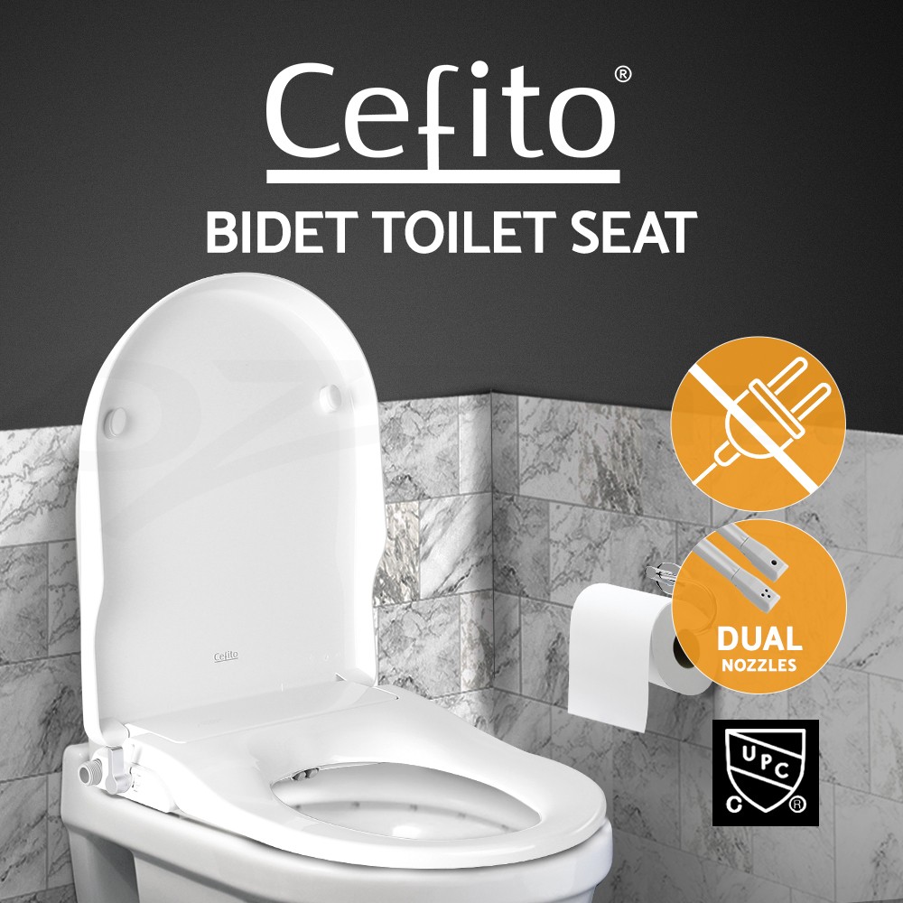 Cefito Non Electric Bidet Toilet Seat White Dual Nozzle Self-cleaning Feminine