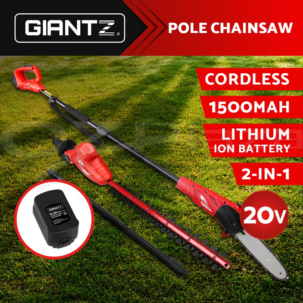 Giantz 20V Cordless Pole Chainsaw Hedge Trimmer 8 Inch Lithium Battery 1500mAh