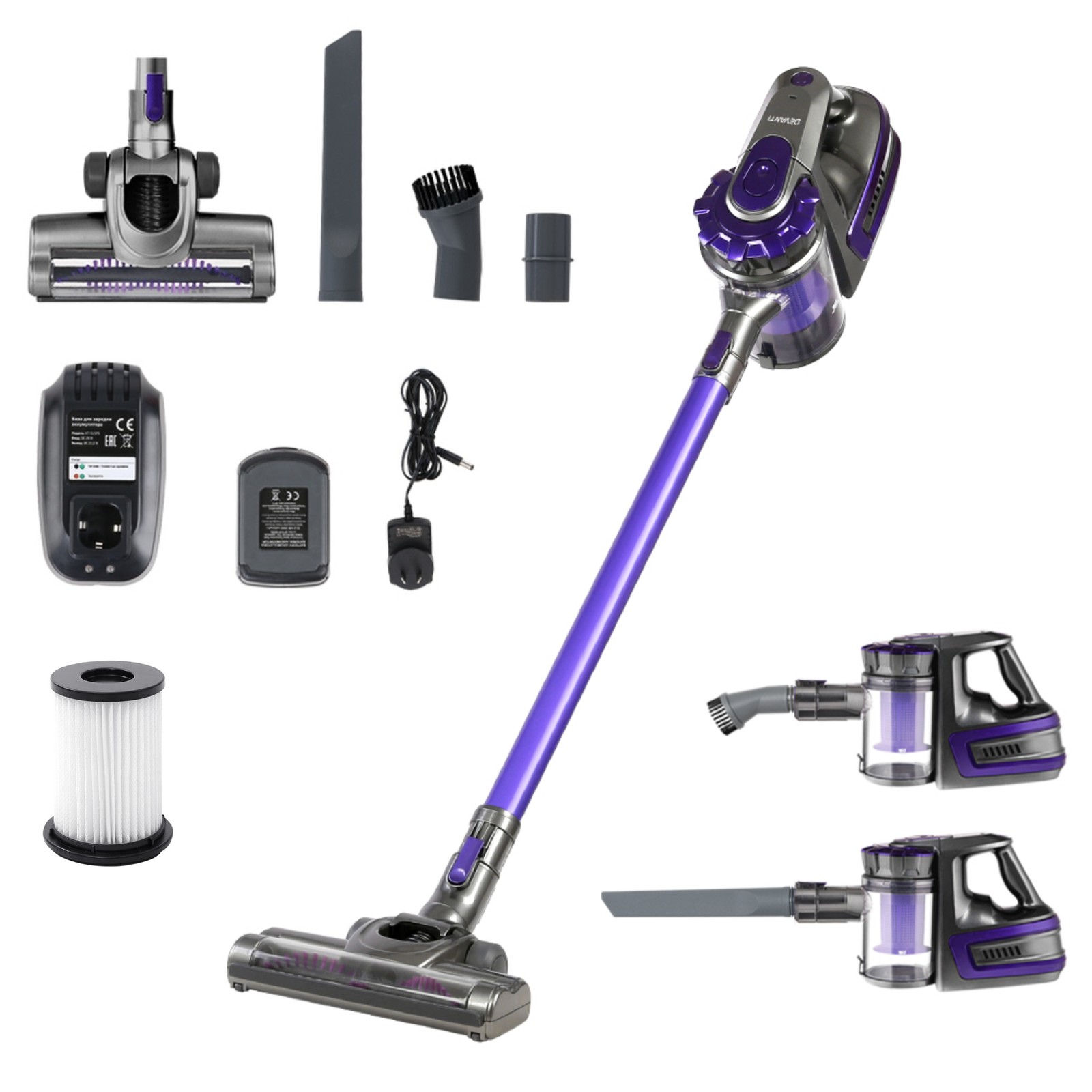 Devanti Cordless Handstick Vacuum Cleaner Bagless HEPA 150W 8000Pa 0.5L Purple
