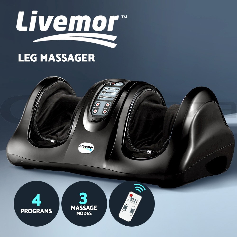Livemor Foot Massager Electric Shiatsu Roller Kneading Remote Control Black 40W