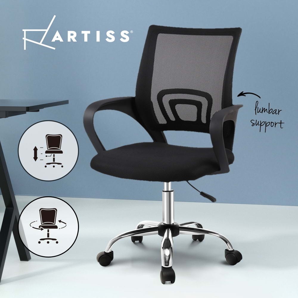 Artiss Cody Office Chair Mesh Adjustable Height Lumbar Support 360 Black Grey