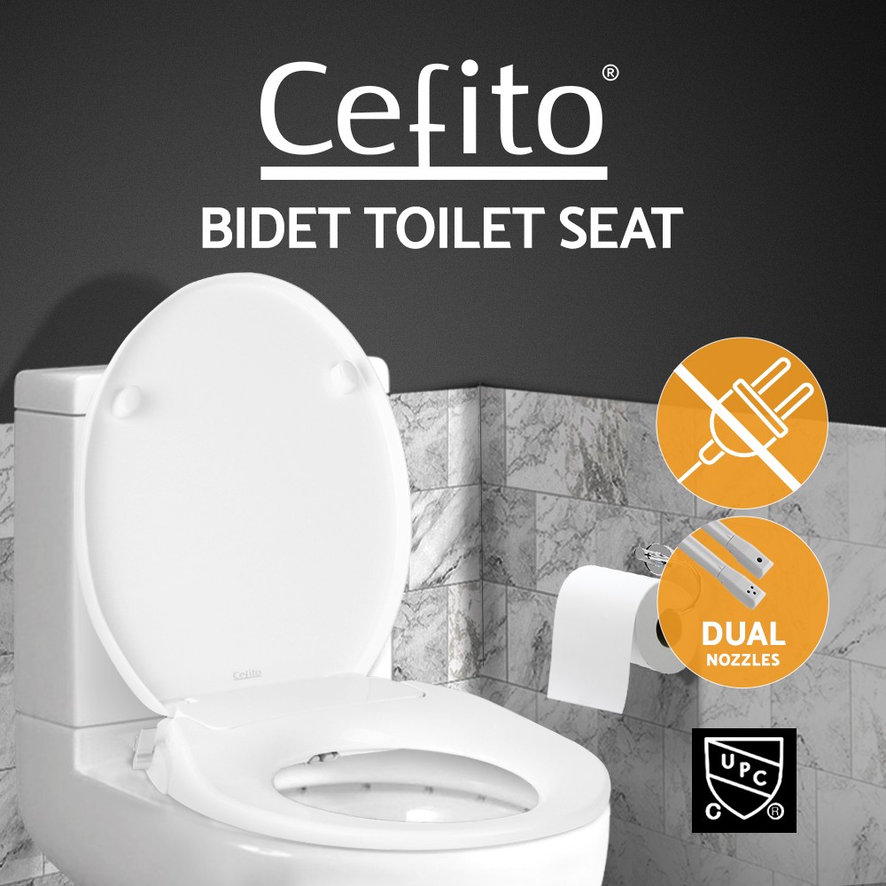 Cefito Non Electric Bidet Toilet Seat White Dual Nozzle Self-cleaning O-shape