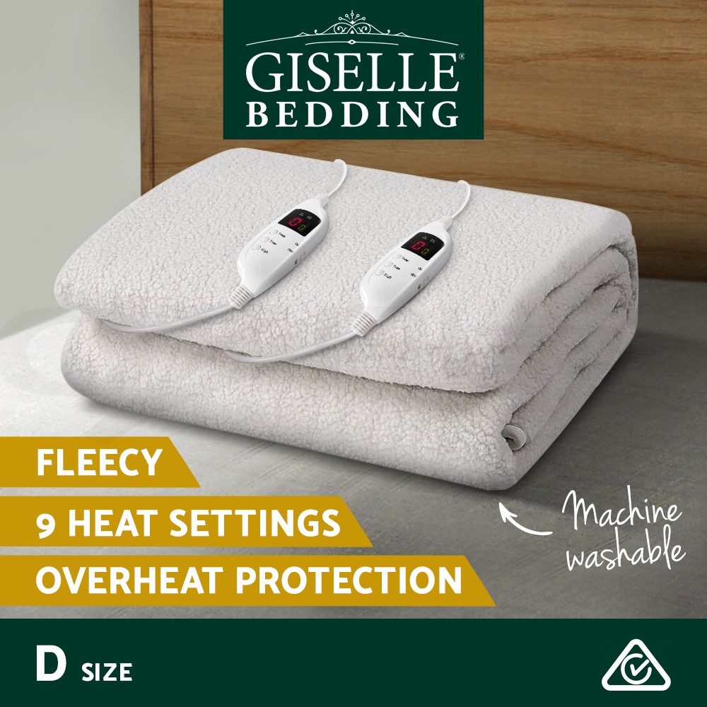 Giselle Electric Blanket Fitted Fleecy Underlay Double 9 Heat Levels Washable