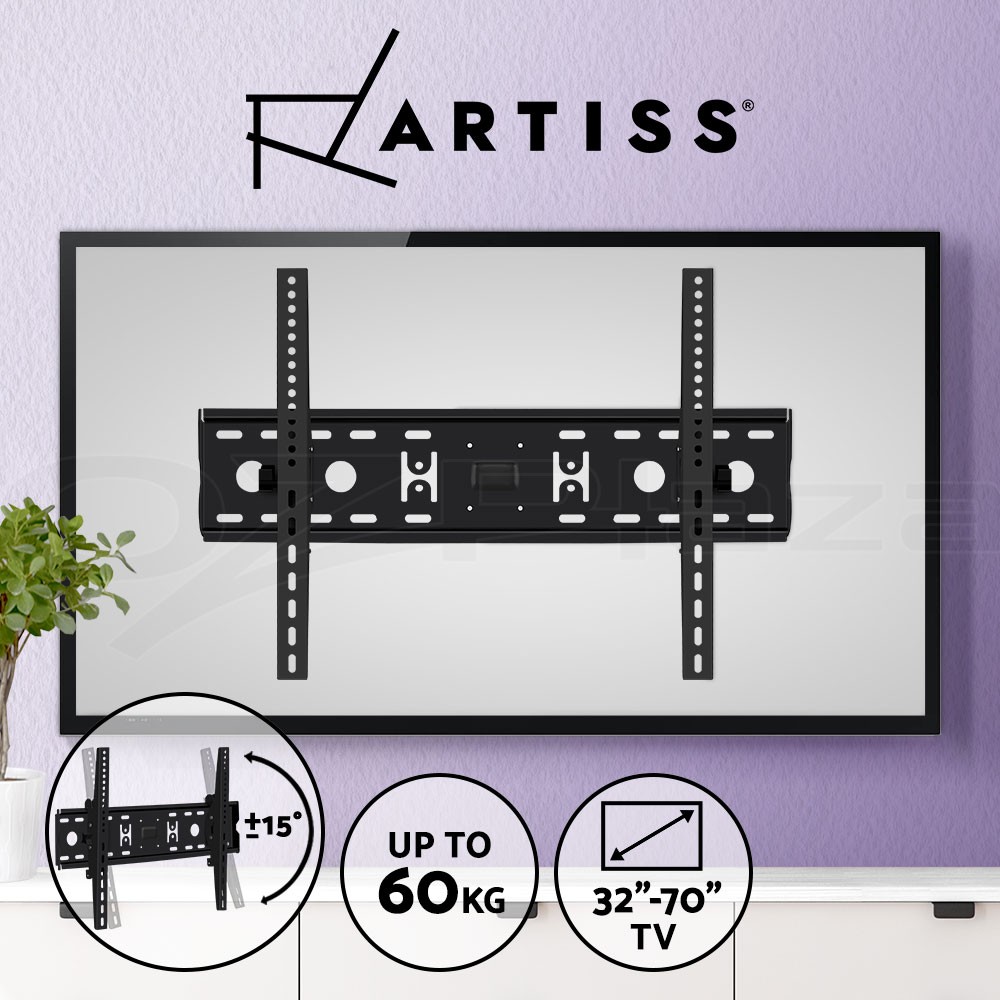 Artiss TV Wall Mount Bracket 32-70 Tilt Slim Low Profile Black 60kg Easy Install