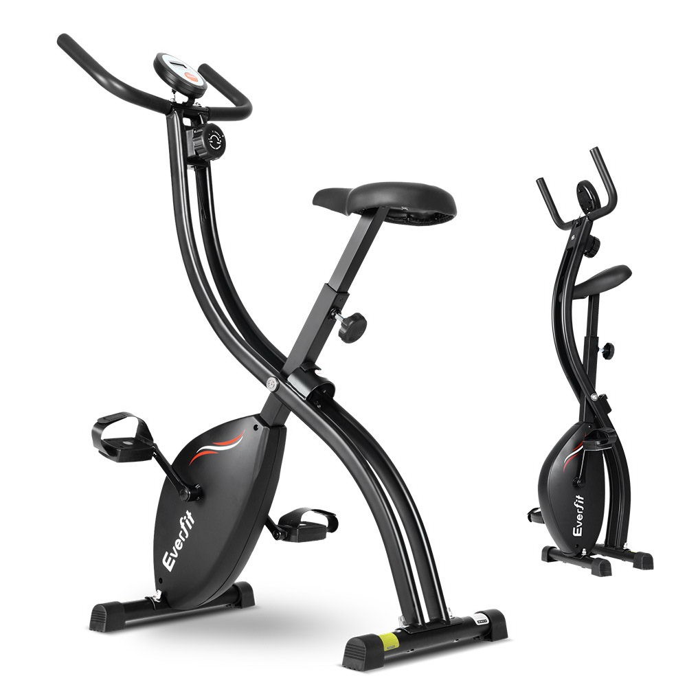 Everfit X-Bike Folding Magnetic Exercise Bike LCD Display 8 Resistance Black