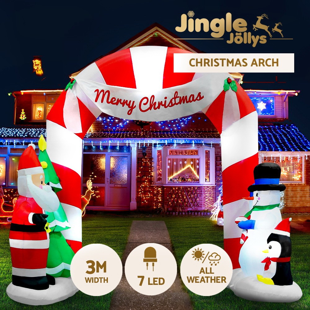 Jingle Jollys Christmas Inflatable Archway 2.8M LED Illuminated Outdoor Indoor