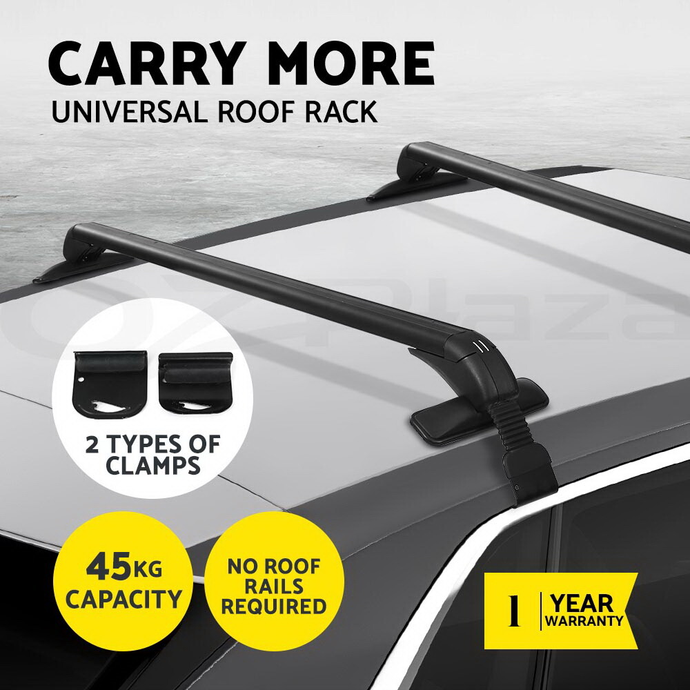 Giantz Universal Roof Racks Aluminium Cross Bars Lockable Anti-theft 90cm Black