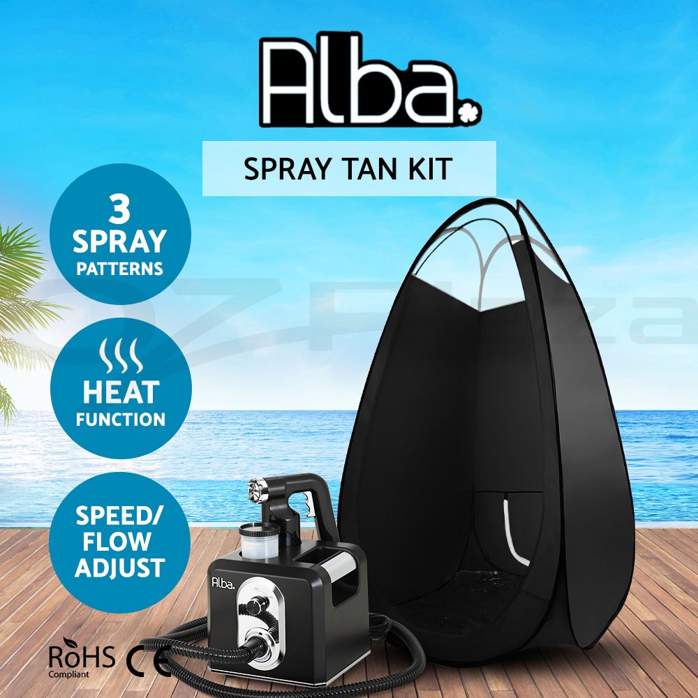 Alba. 500W HVLP Spray Tan Machine Kit Tent Gun Heat Function Black 220V-240V