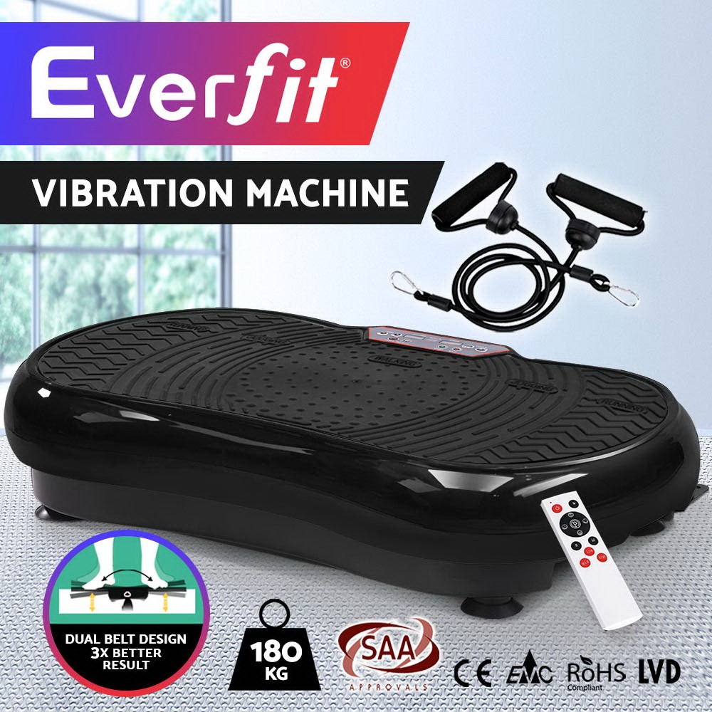 Everfit Vibration Machine Platform 1000W 99 Speed Levels Black Resistance Bands