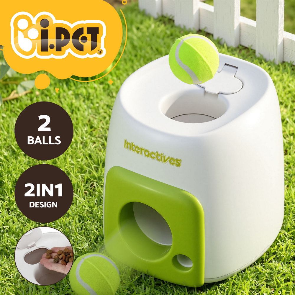 i.Pet 2-in-1 Interactive Dog Treat Dispenser Toy 2 Tennis Balls Green PP Manual