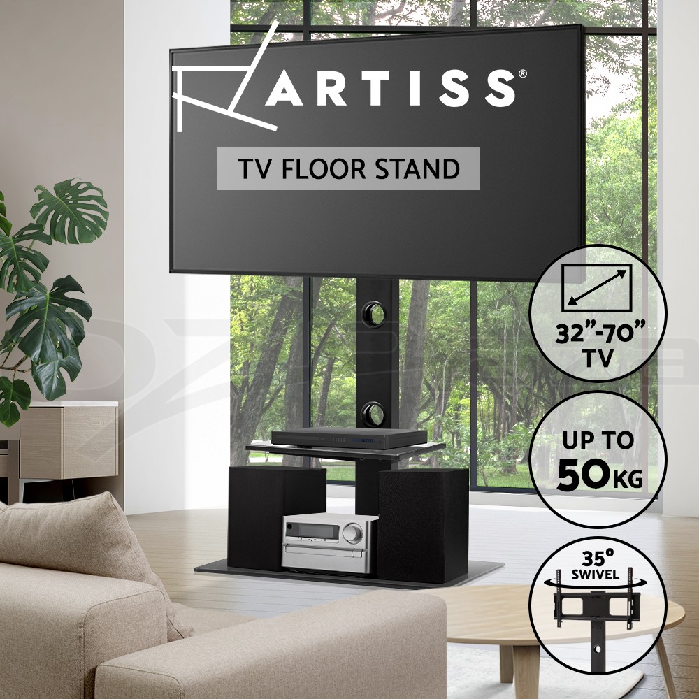 Artiss TV Floor Stand Bracket 32 to 70 inch Black Swivel Shelf Universal VESA