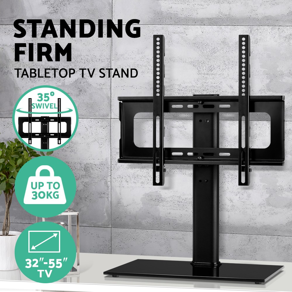 Artiss TV Stand Bracket Swivel Table Top 32 to 55 inch Black Glass VESA LED LCD