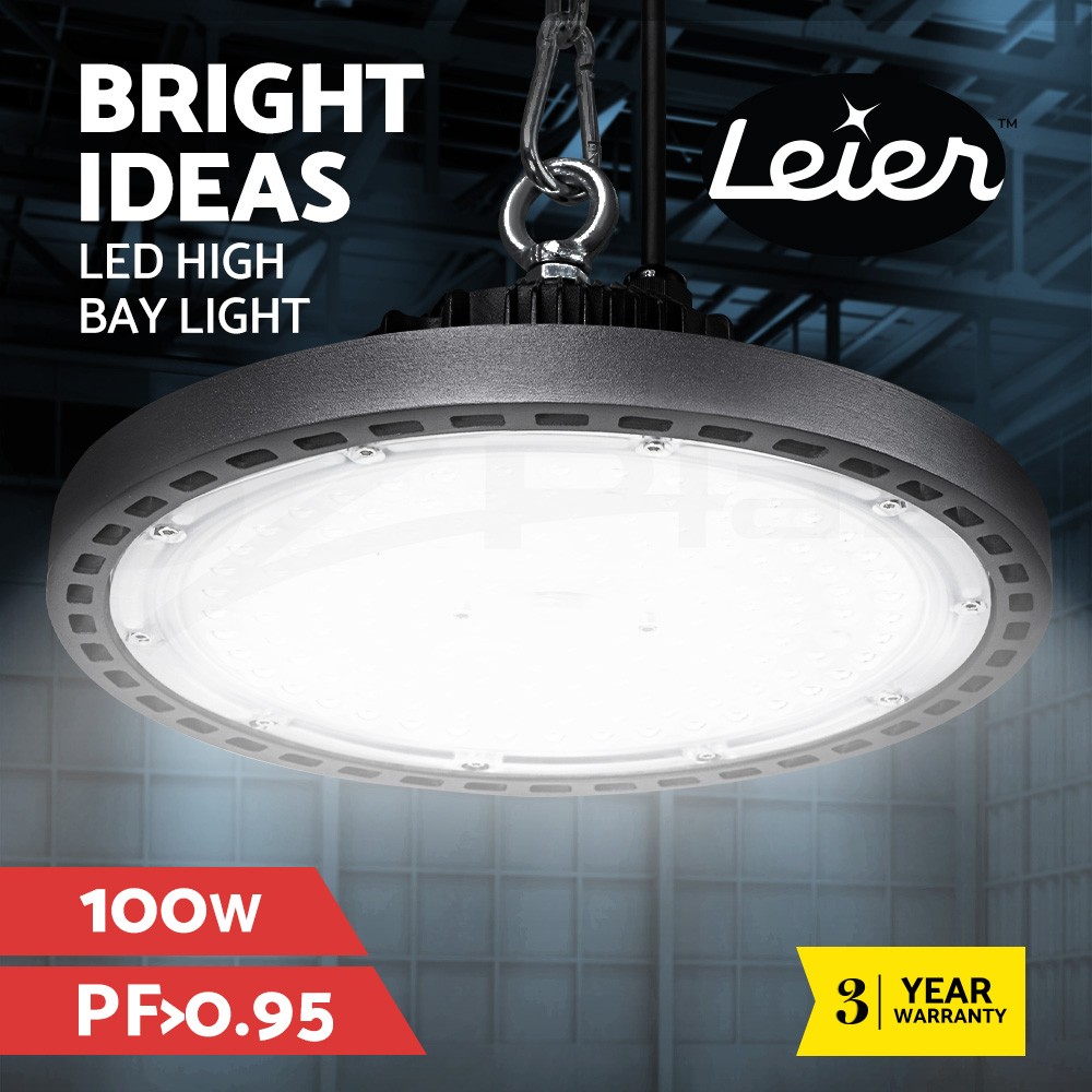 Leier Industrial High Bay LED Light 100W HBL-UFO-N140C-BK 10000 Lumen SAA Black