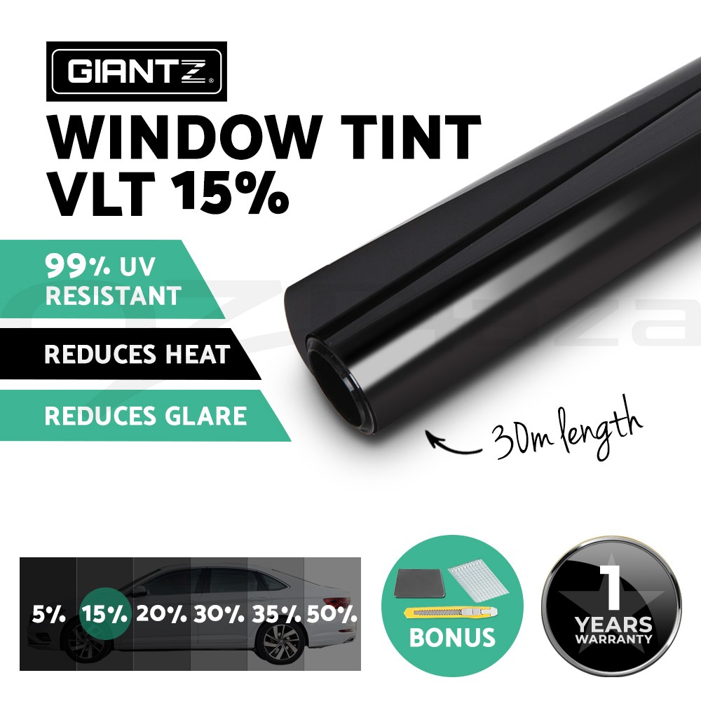 Giantz Window Tint Film Roll 15 VLT Black 100cm x 30m Car Home UV 99 Privacy