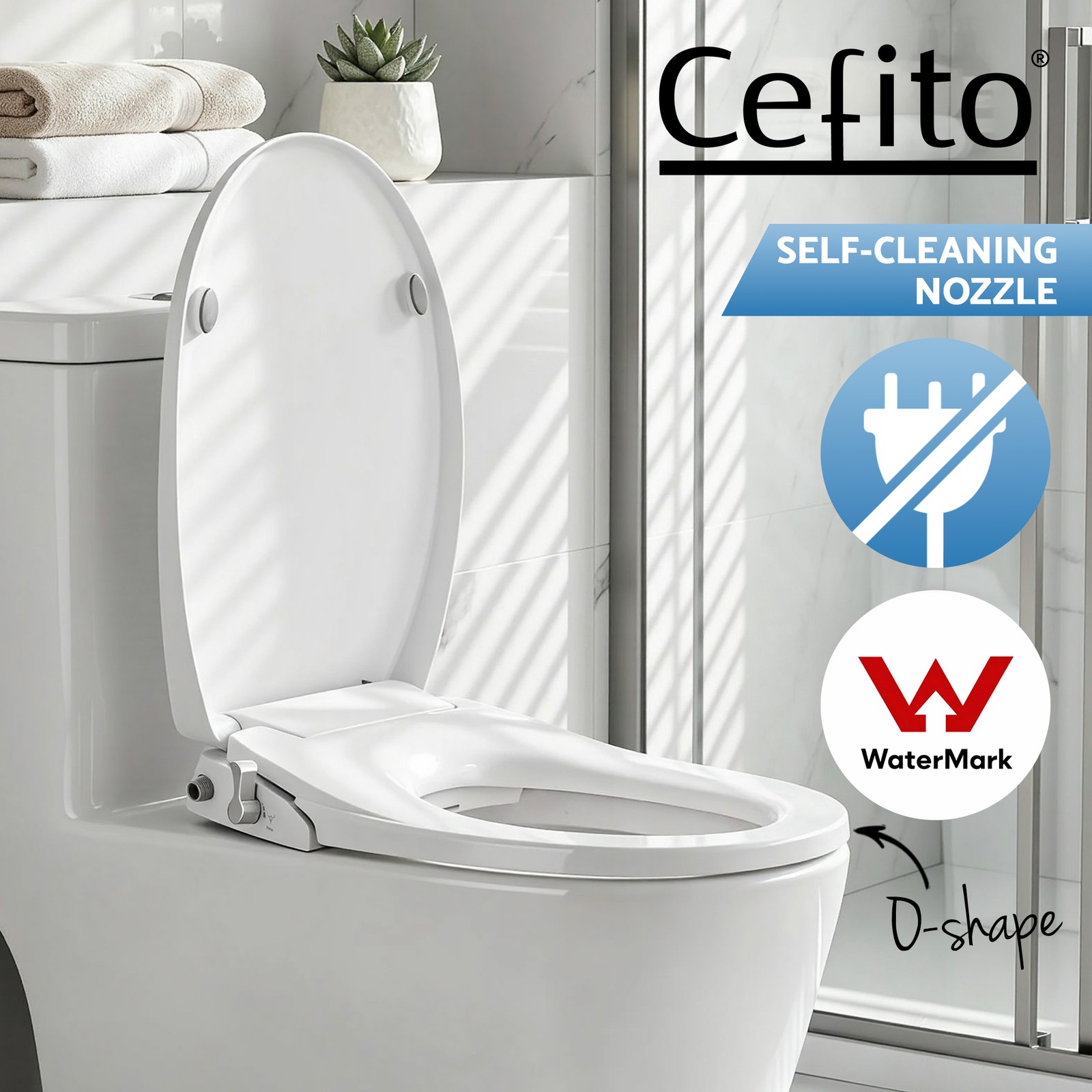 Cefito Bidet Toilet Seat Electric O-Shape Dual Nozzle Self-cleaning WaterMark