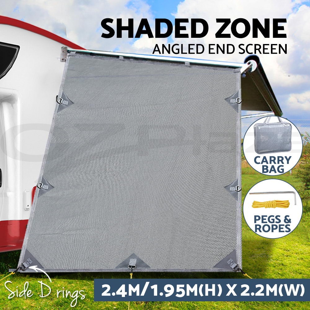 Hanna Goods Caravan End Privacy Screen Roll Out Awning 95 UV Shade 1.95 Grey