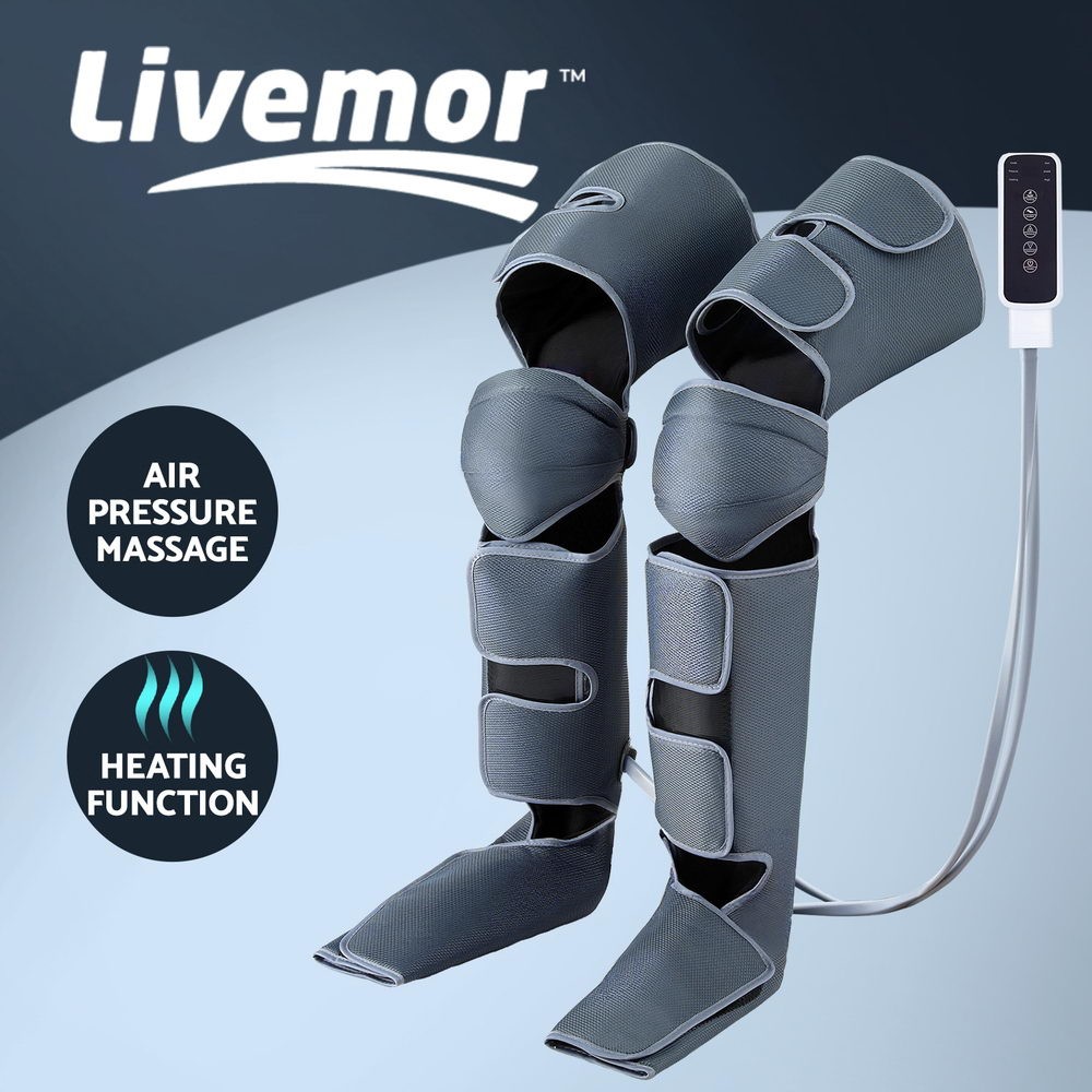 Livemor Leg Foot Knee Massager Air Compression Heating 3 Modes 3 Intensities