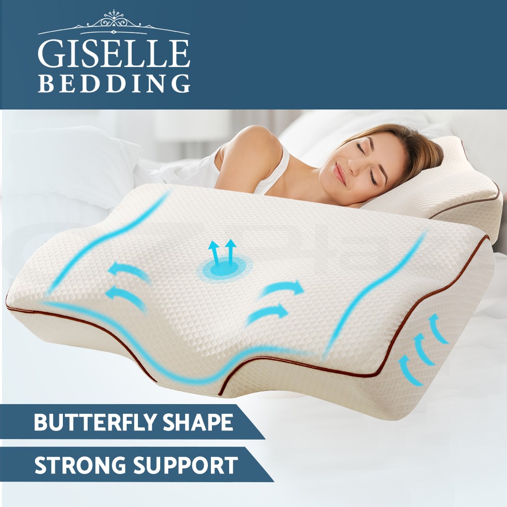 Giselle Bedding Memory Pillow Ergonomic Butterfly Cervical Support 60cm 35cm
