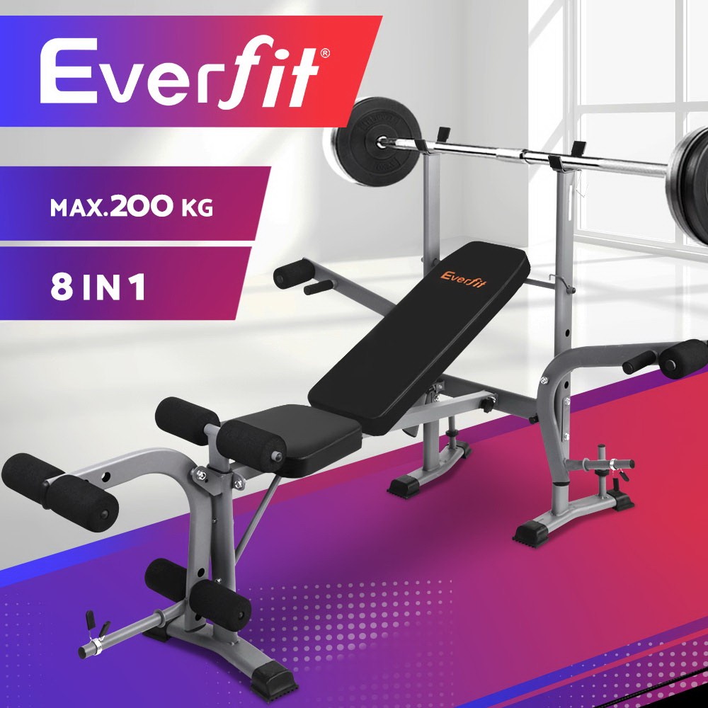 Everfit 8-In-1 Adjustable Weight Bench Press FIT-I-BENCH-M Black 200KG Foldable