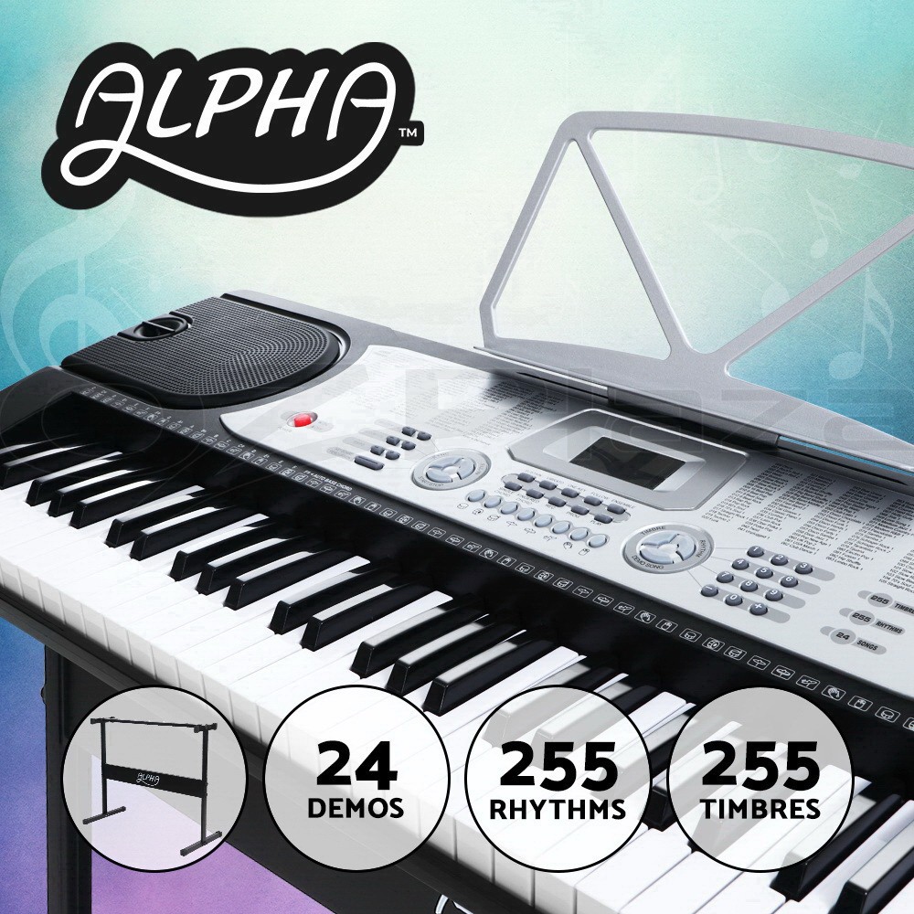 Alpha EK-60 61-Key Electronic Keyboard Silver Stand Built-In Effects Beginner