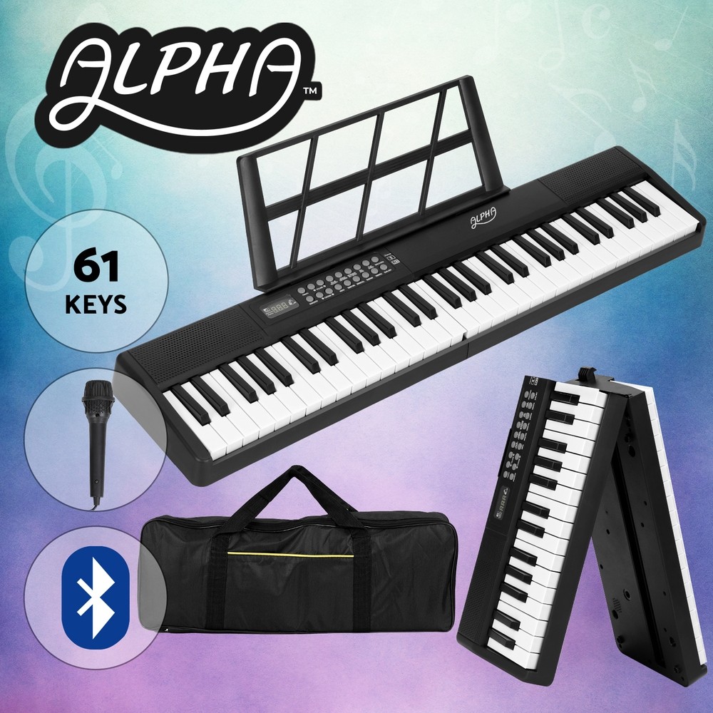 Alpha 61-key Foldable Electronic Keyboard Touch-sensitive Bluetooth Microphone