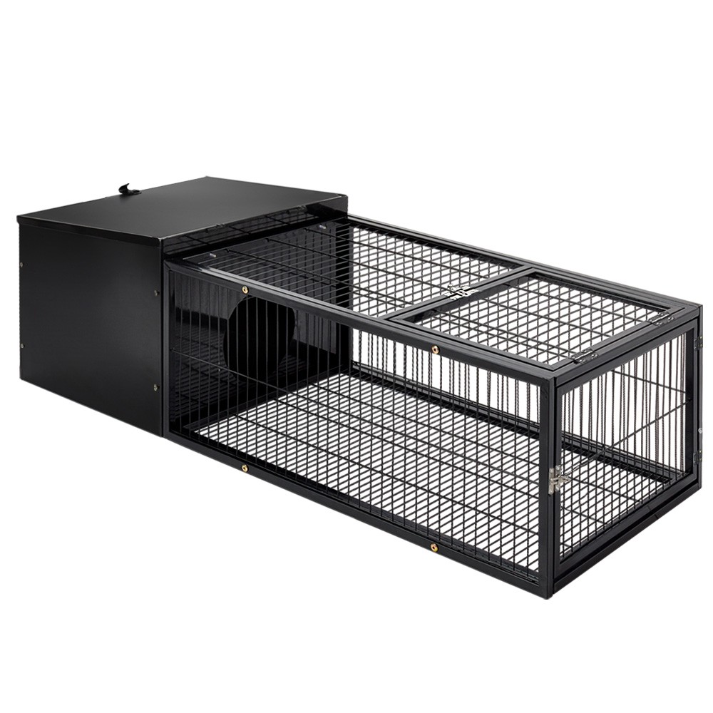 i.Pet Rabbit Hutch Cage Metal PET-RAB-CAGE-L160 Black 122cm Foldable Washable