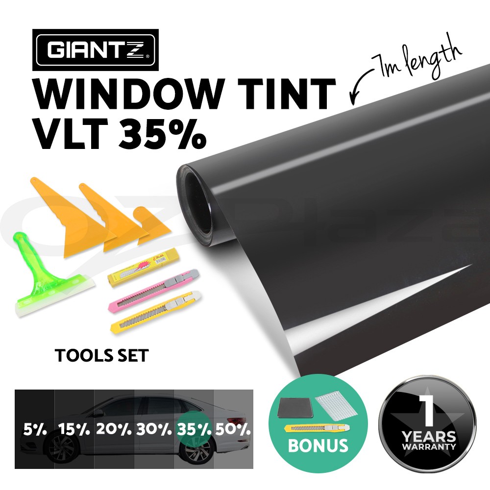 Giantz Hybrid Window Tint Film 35 VLT Black Roll 76cm 7m 99 UV Tools Kit Home
