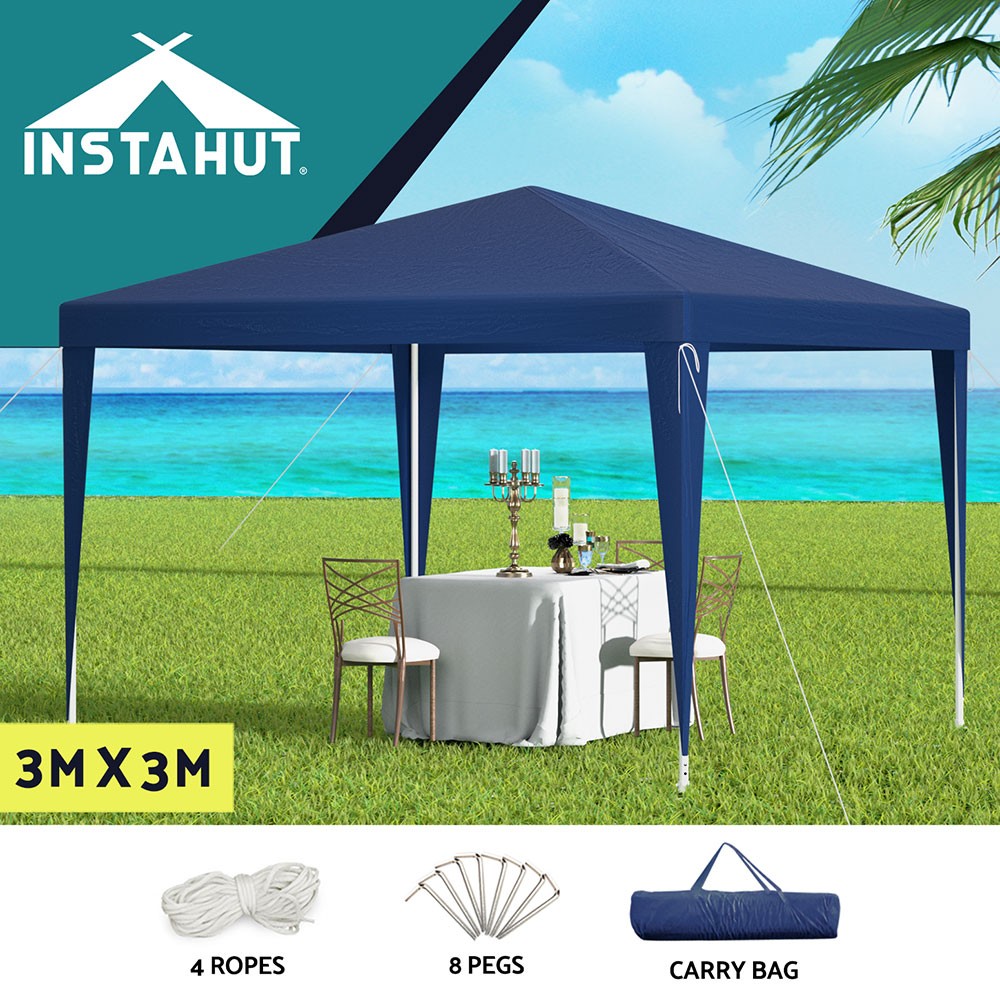Instahut Gazebo 3x3 Blue Outdoor Event Camping Shade Powder Coated Steel 300 cm