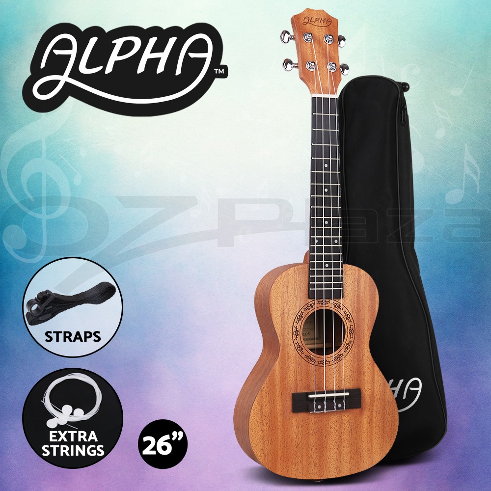 Alpha Tenor Ukulele 26 Inch Mahogany Natural 18 Frets Carry Bag Nylon Strings